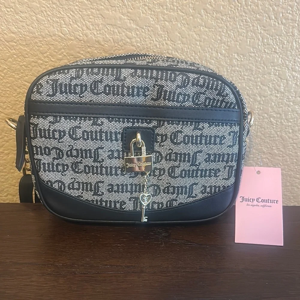 Juicy Couture Black and Gray Crossbody Bag with Iconic Branding